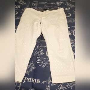 Banana Republic Off White Patterned Dress Pants.